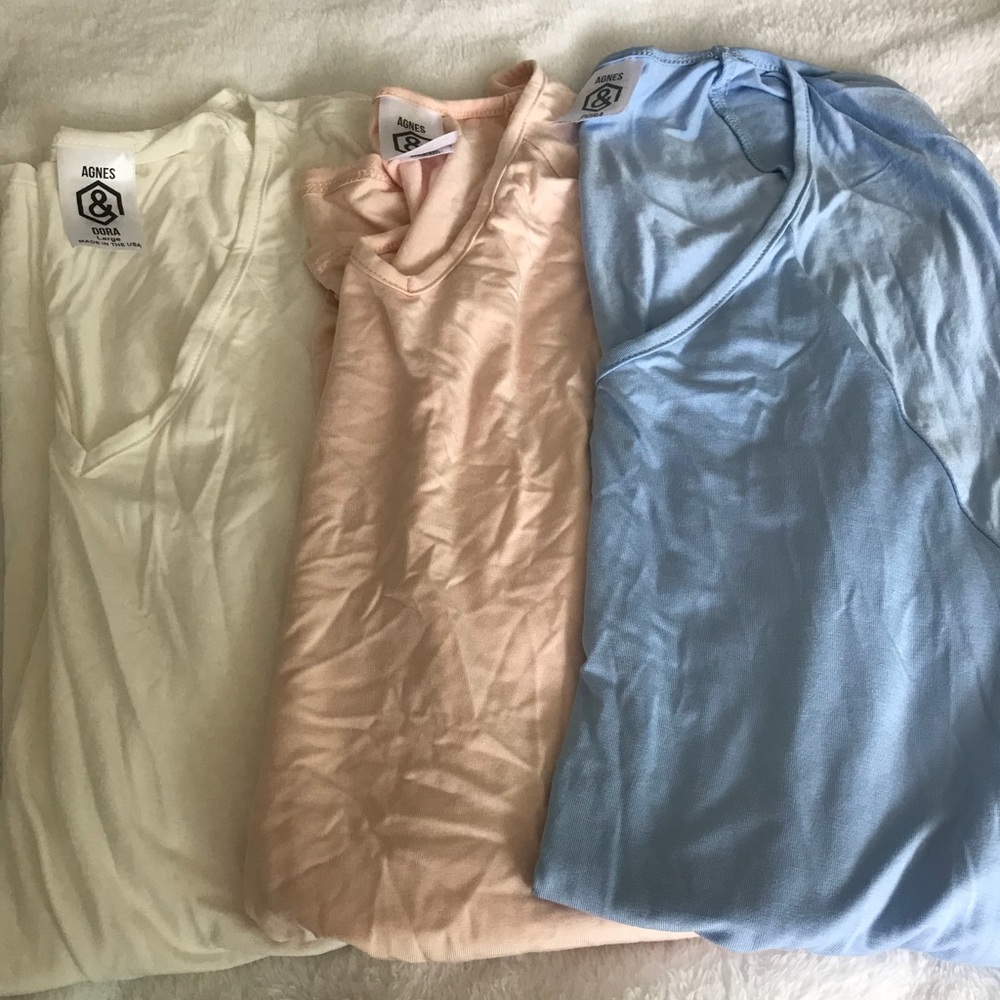 Agnes & Dora set of 3 Love Tops, Size Large